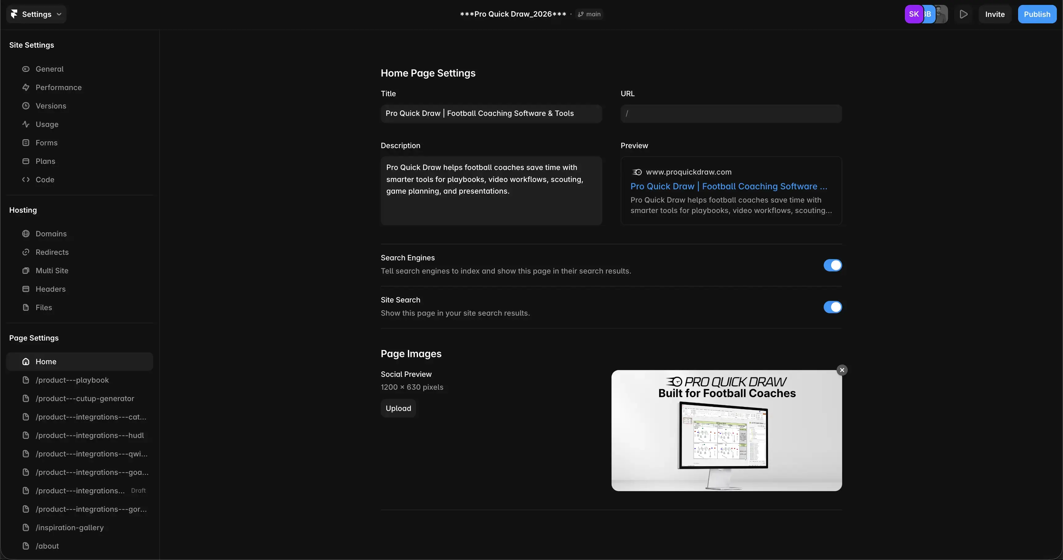 On-page SEO in Framer